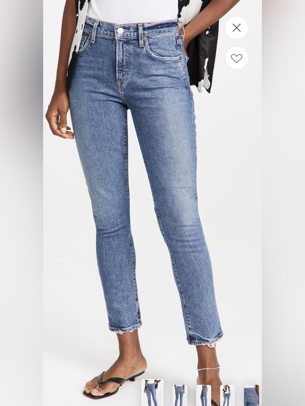 Agolde - size 28 - Toni - Light Blue High-Rise Denim Jeans with Branded Button